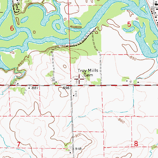 Topographic Map of Troy Mills Cemetery, IA