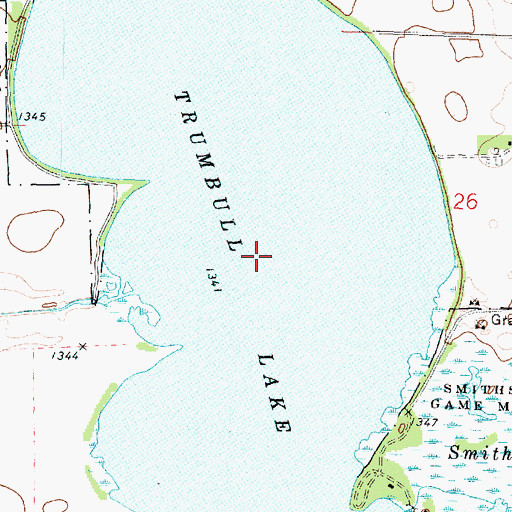 Topographic Map of Trumbull Lake State Game Management Area, IA