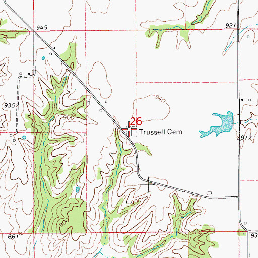 Topographic Map of Trussell Cemetery, IA