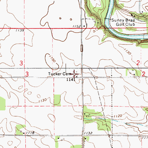 Topographic Map of Tucker Cemetery, IA