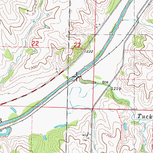 Topographic Map of Tucker Creek, IA