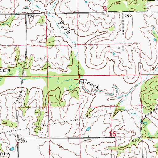 Topographic Map of Tug Fork Big Indian Creek, IA