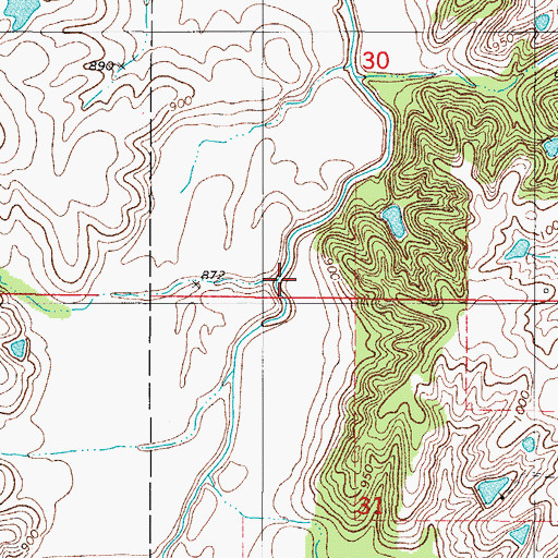 Topographic Map of Turkey Creek, IA