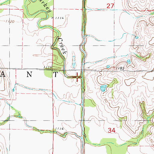 Topographic Map of Turkey Creek, IA