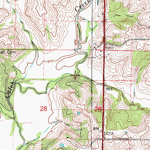 Topographic Map of Turkey Creek, IA