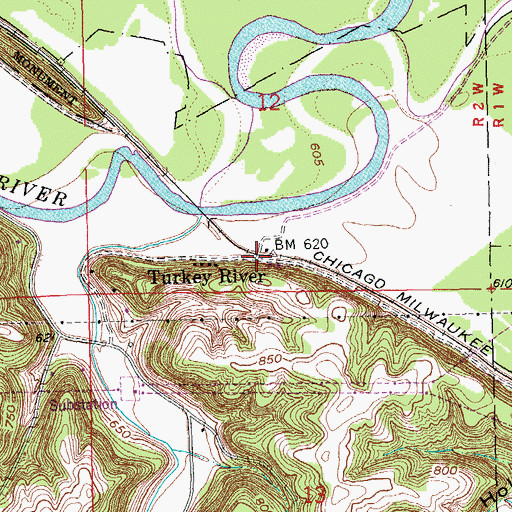 Topographic Map of Turkey River, IA