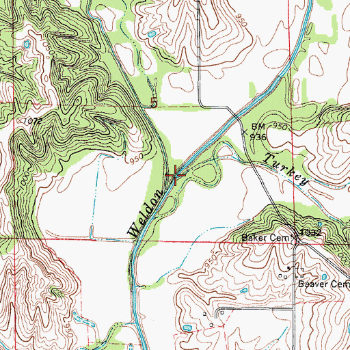 Topographic Map of Turkey Run, IA