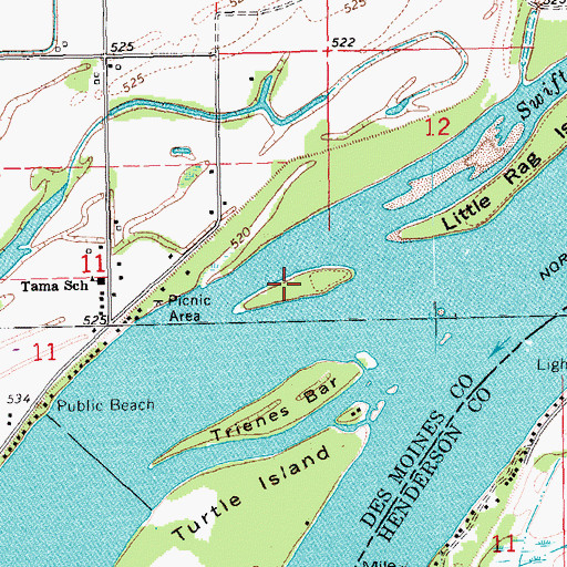 Topographic Map of Turtle Island, IA