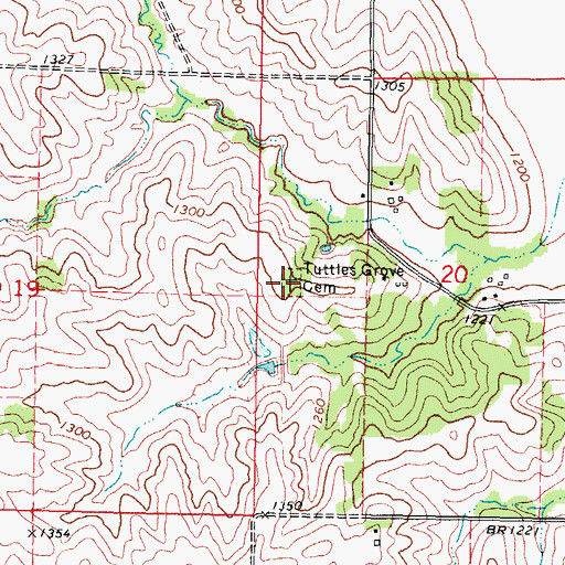 Topographic Map of Tuttles Grove Cemetery, IA