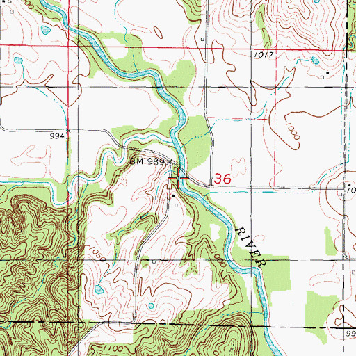 Topographic Map of Twelvemile Creek, IA