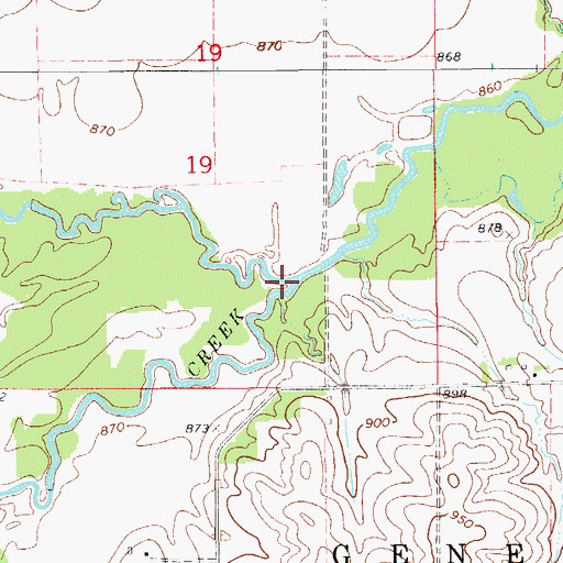 Topographic Map of Twelvemile Creek, IA