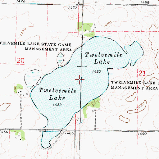 Topographic Map of Twelvemile Lake, IA