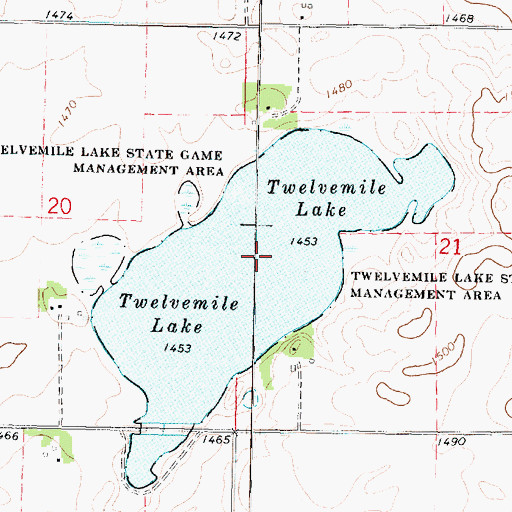 Topographic Map of Twelvemile Lake State Game Management Area, IA