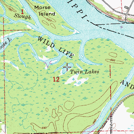 Topographic Map of Twin Lakes, IA