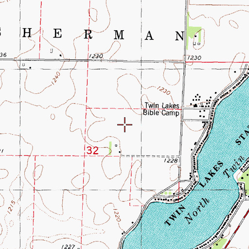 Topographic Map of Twin Lakes State Park West, IA