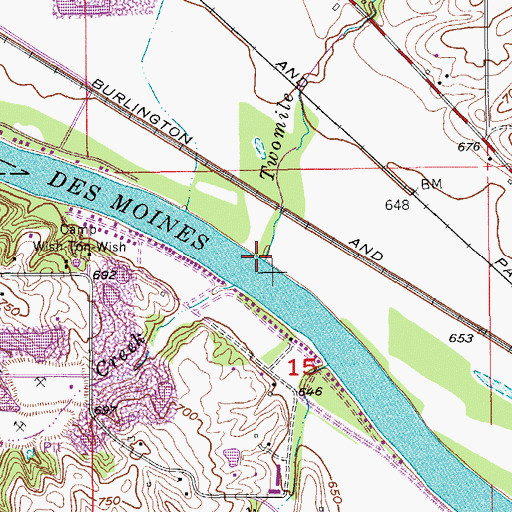 Topographic Map of Twomile Creek, IA