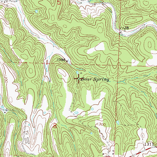 Topographic Map of Bear Spring, AR