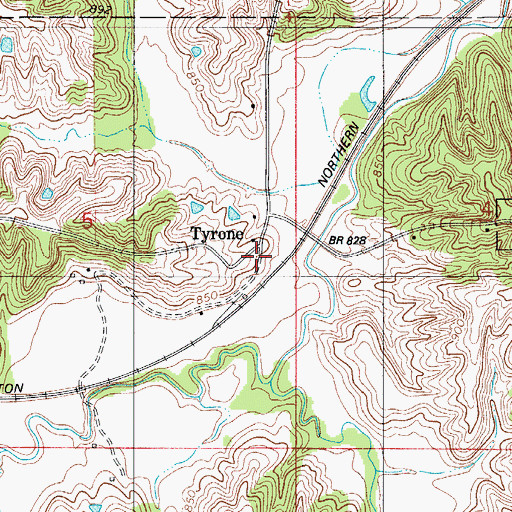 Topographic Map of Tyrone, IA