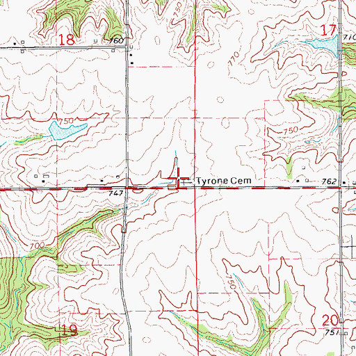 Topographic Map of Tyrone Cemetery, IA