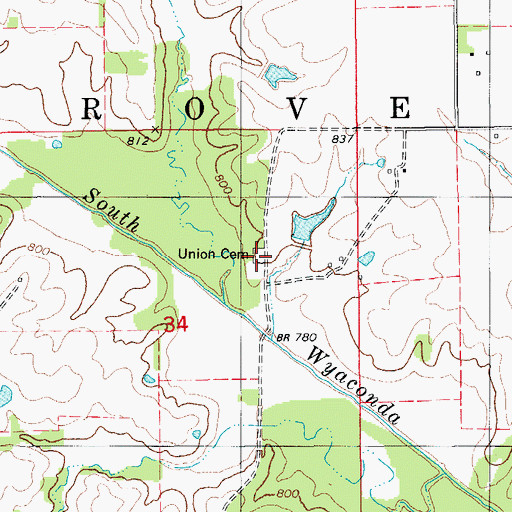 Topographic Map of Union Cemetery, IA