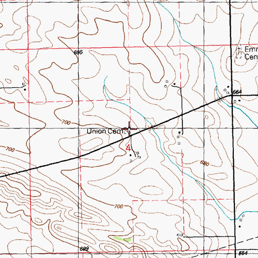 Topographic Map of Union Cemetery, IA