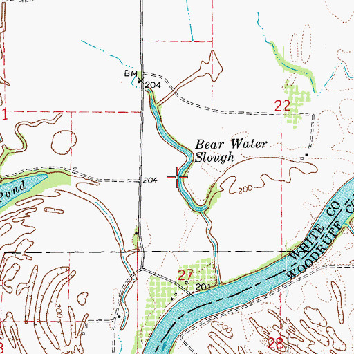 Topographic Map of Bear Water Slough, AR