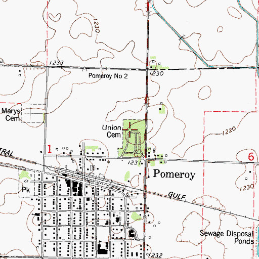 Topographic Map of Union Cemetery, IA