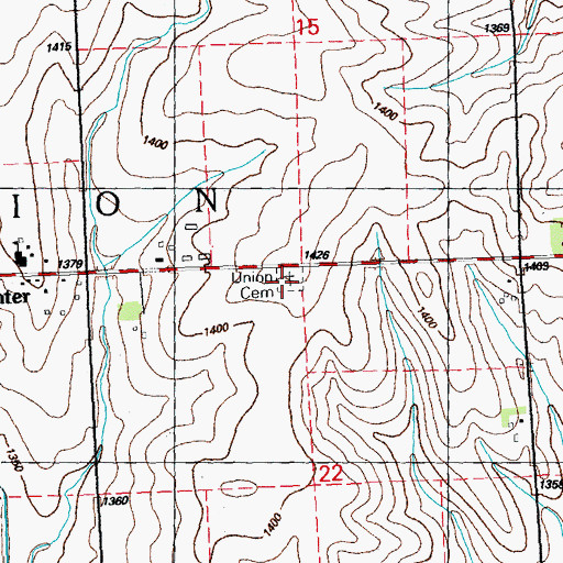Topographic Map of Union Cemetery, IA
