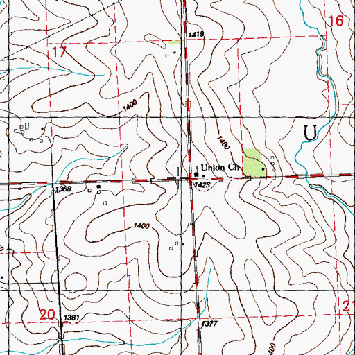 Topographic Map of Union Center, IA