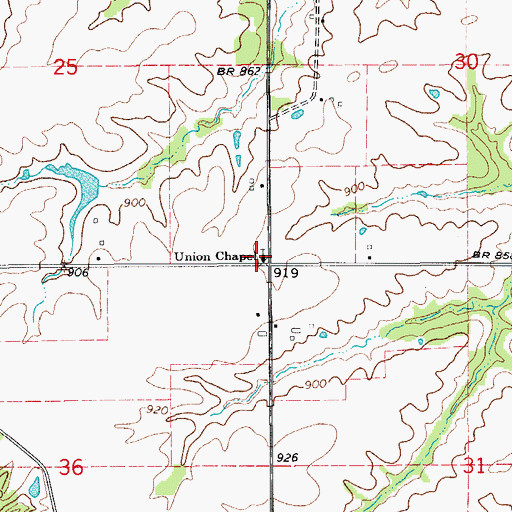Topographic Map of Union Chapel, IA