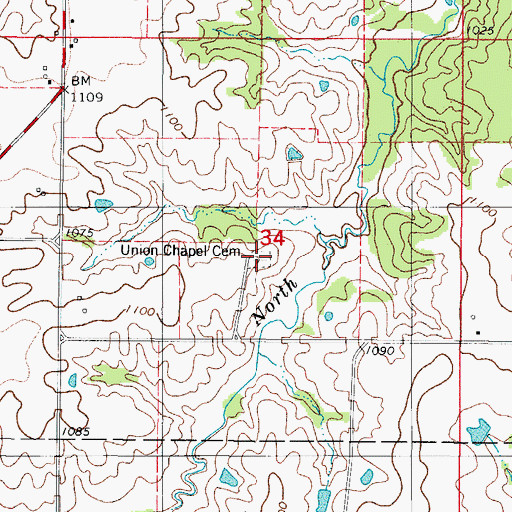 Topographic Map of Union Chapel Cemetery, IA