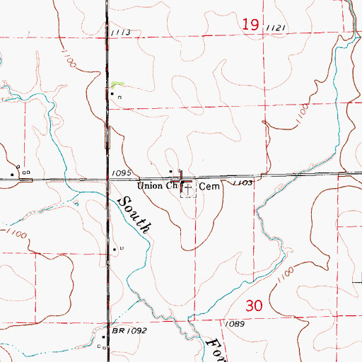 Topographic Map of Union Church, IA
