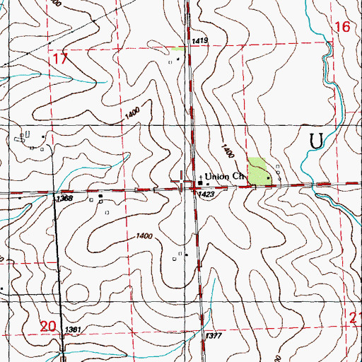 Topographic Map of Union Church, IA