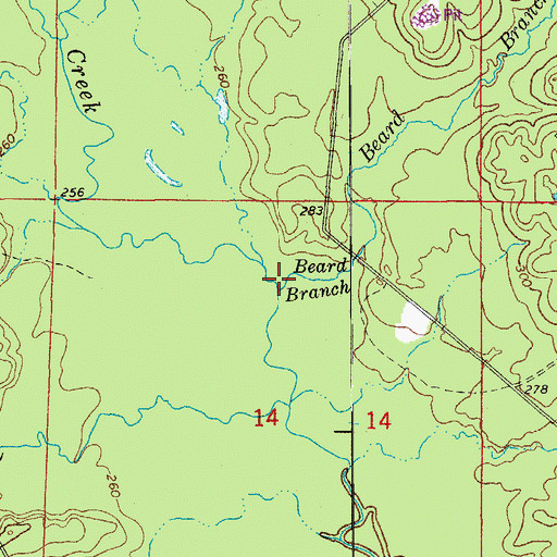 Topographic Map of Beard Branch, AR