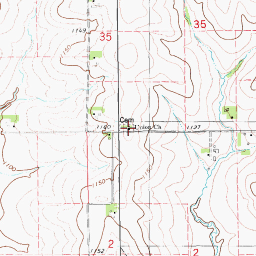 Topographic Map of Union Church, IA