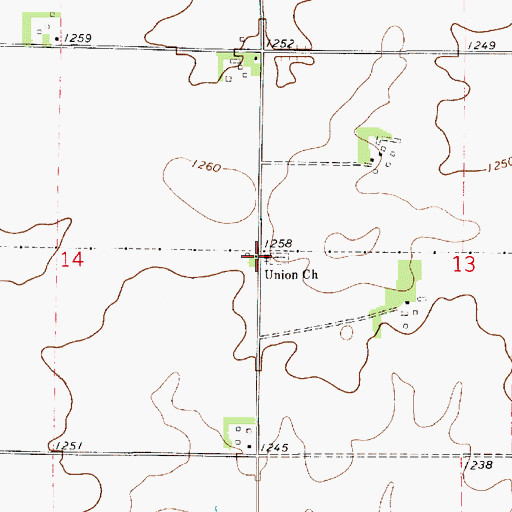 Topographic Map of Union Church, IA