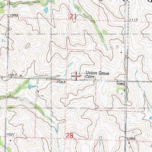 Topographic Map of Union Grove Cemetery, IA