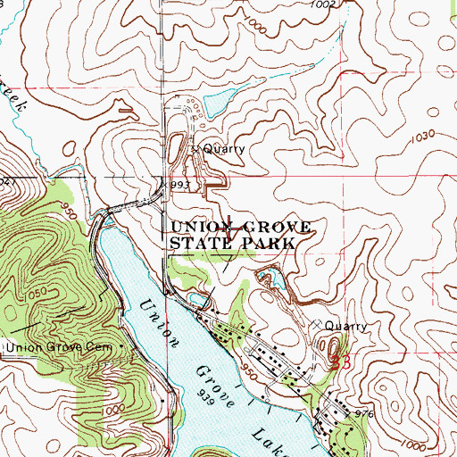 Topographic Map of Union Grove State Park, IA