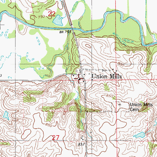 Topographic Map of Union Mills Church, IA