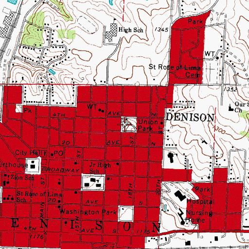 Topographic Map of Union Park, IA