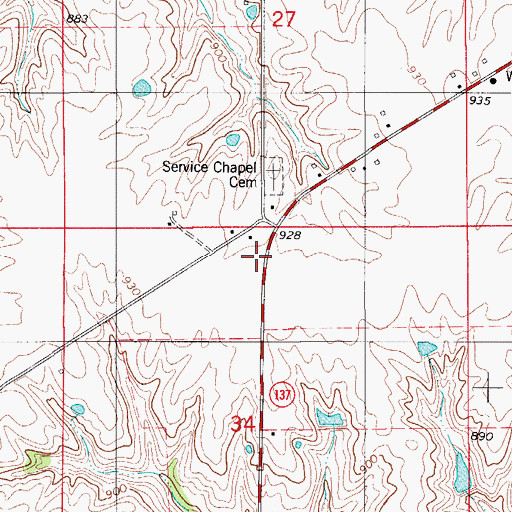 Topographic Map of Union School, IA