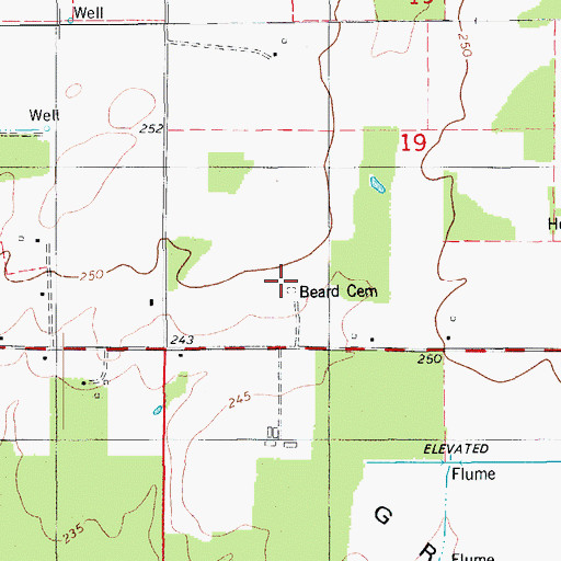 Topographic Map of Beard Cemetery, AR