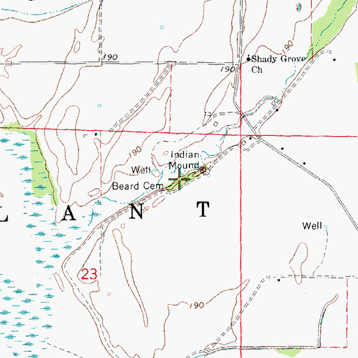 Topographic Map of Beard Cemetery, AR