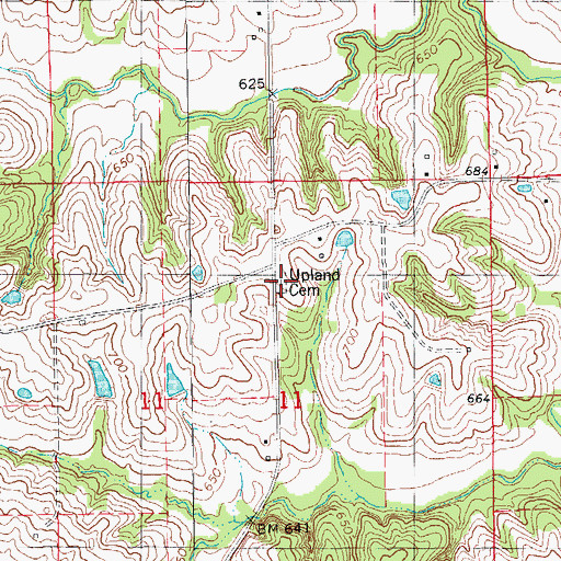 Topographic Map of Upland Cemetery, IA