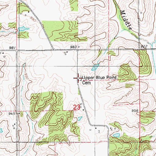 Topographic Map of Upper Blue Point Cemetery, IA