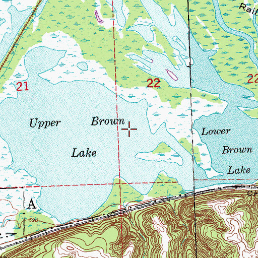 Topographic Map of Upper Brown Lake, IA