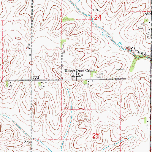 Topographic Map of Upper Deer Creek Church, IA