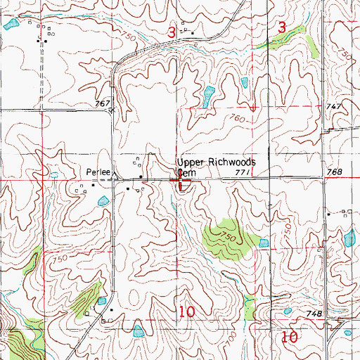 Topographic Map of Upper Richwoods Cemetery, IA