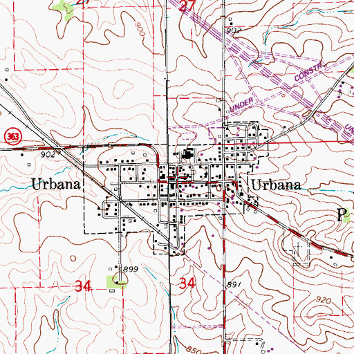 Topographic Map of Urbana, IA