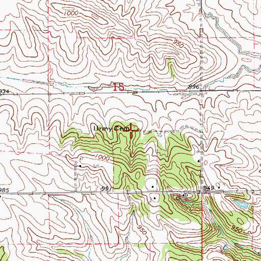 Topographic Map of Urmy Cemetery, IA